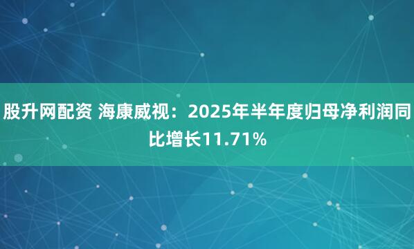 股升网配资 海康威视：2025年半年度归母净利润同比增长11.71%