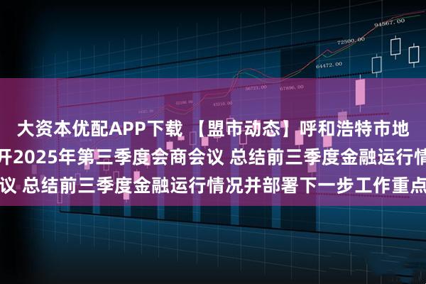 大资本优配APP下载 【盟市动态】呼和浩特市地方金融工作协调机制召开2025年第三季度会商会议 总结前三季度金融运行情况并部署下一步工作重点